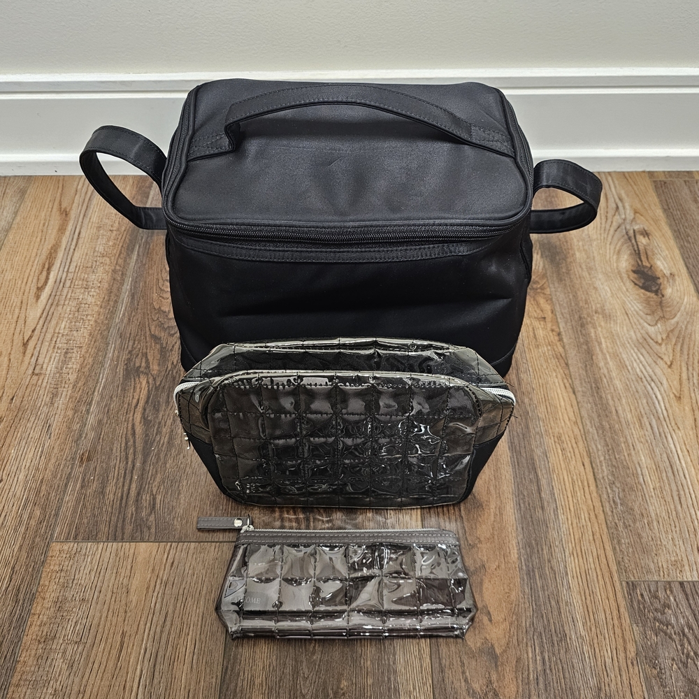 Lancome Black and Silver Toiletry Bag Set